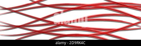 Arrière-plan abstrait de lignes ondulées entrelacés avec des ombres, rouge sur blanc Illustration de Vecteur