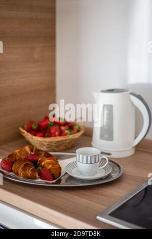 Petit-déjeuner servi sur la terrasse Banque D'Images