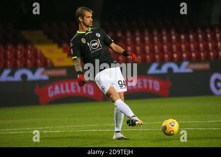 Benevento, Campanie, Italie. 7 novembre 2020. Pendant le match de football italien Serie A FC Benevento vs AC Spezia le 07 novembre 2020 au stade Vigorito à Benevento.in photo: Ivan Provedel - spezia crédit: Fabio Sasso/ZUMA Wire/Alay Live News Banque D'Images