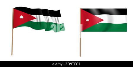 Drapeau haut en couleur du Royaume hachémite de Jordanie. Illustration vectorielle Illustration de Vecteur