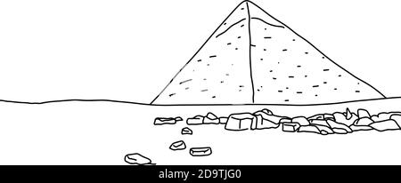 Une grande Pyramide de Giza illustration vecteur esquisse de la main de doodle tracé avec des lignes noires isolées sur fond blanc Illustration de Vecteur