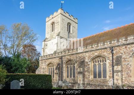 L'église de St Andrew et St Mary, High Street, Grantchester, Cambridgeshire, Angleterre, Royaume-Uni Banque D'Images