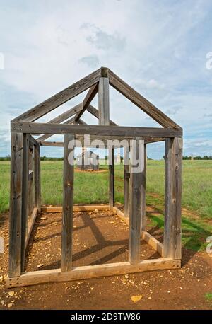 Sentier des forts du Texas, comté de Shackelford, Albany, site historique de l'État de fort Griffin, casernes (reconstruction) Banque D'Images