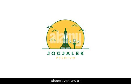 Monument Yogyakarta ligne abstraite logo vecteur icône illustration Illustration de Vecteur