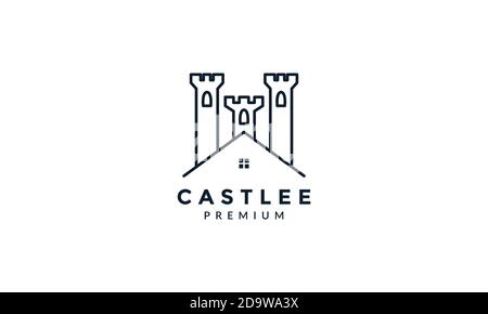 château avec icône vectorielle de logo maison ou ligne de maison illustration Illustration de Vecteur