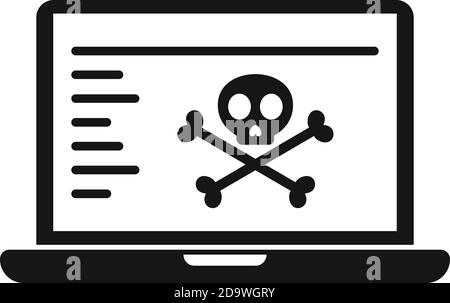 Icône d'ordinateur portable piraté, style simple Illustration de Vecteur