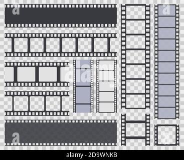 Bande de film. Bordure de bande de film rétro, film cinématographique monochrome ou vidéo encadré. Symboles vectoriels isolés sur bande de cinéma vintage Illustration de Vecteur