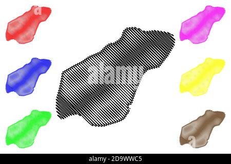 Ville de Garoua (République du Cameroun, département de Benoue) carte illustration vectorielle, scribble plan carte de la ville de Garua Illustration de Vecteur