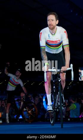 Bradley Wiggins. Les coureurs participaient au championnat de cyclisme de six jours sur piste à Lee Valley Velodrome, Londres, Royaume-Uni. Banque D'Images