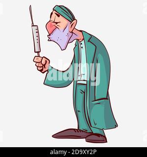 Colorful vector illustration d'un médecin fou de dessin animé Illustration de Vecteur