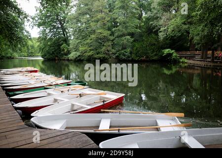 Barques sur scène à Neuer See à Berlin Tiergarten Banque D'Images