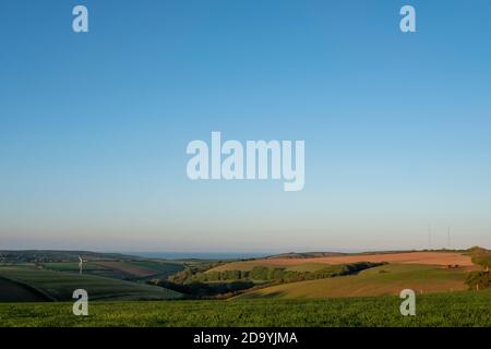 Vue sur les terres agricoles dans le sud du devon Banque D'Images
