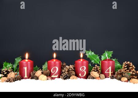 bougies pour l'avent et noël Banque D'Images