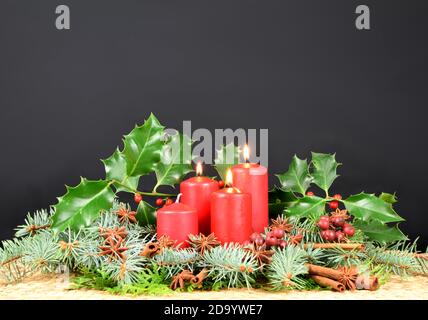 bougies pour l'avent et noël Banque D'Images