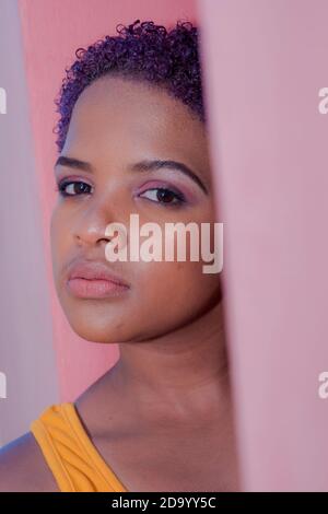 Portrait de la jeune femme aux cheveux colorés Banque D'Images