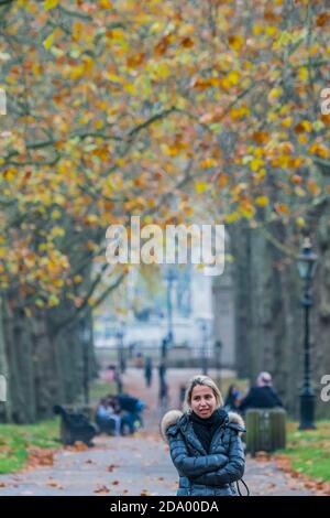 Londres, Royaume-Uni. 08 novembre 2020. Malgré les nouvelles restrictions, il y a beaucoup de gens à l'extérieur et à l'extérieur. Profitez du temps et des couleurs de l'automne à Green Park le premier week-end du deuxième éclusage du coronavirus. Crédit : Guy Bell/Alay Live News Banque D'Images