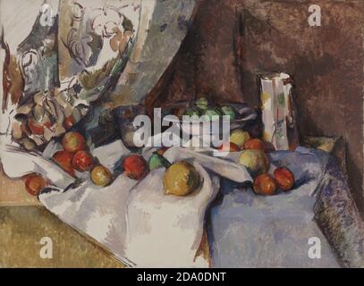 Paul Cézanne. Encore plus de vie avec des pommes. Stilleben. 1895-1898. Peinture haute résolution. Banque D'Images