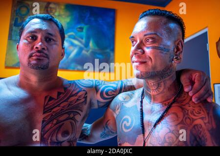 Boutique Tahiti Tattoo à Papeete. Tahiti, Polynésie française, port de Papeete, Tahiti Nui, Iles de la Société, Polynésie française, Pacifique Sud. Banque D'Images