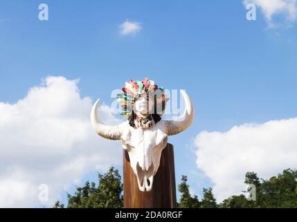 Indien d'Amérique, crâne de la tête de vache Banque D'Images