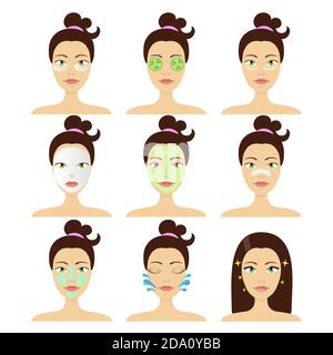 Différents types de masques de beauté du visage. Vector illustrations isolées. Illustration de Vecteur