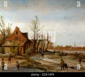 VELDE, Esaias van de - Paysage d'hiver. Banque D'Images