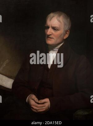 John Dalton (1766-1844). Chimiste, physicien et météorologue anglais. Mieux connu pour introduire la théorie atomique moderne dans la chimie. Portrait de Thomas Phillips (1770-1845). Huile sur toile (91,4 x 71,4 cm), signée et datée de 1835. Galerie nationale de portraits. Londres, Angleterre, Royaume-Uni. Banque D'Images