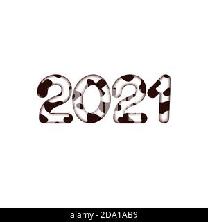 2021 chiffres de la nouvelle année couverts par un vecteur de motif de peau de taureau illustration 3d Illustration de Vecteur