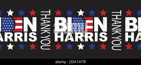 Biden Harris Merci bordure vectorielle transparente. Président américain et vice-président élu. LE démocrate AMÉRICAIN Joe Biden et Kamala Harris lettering Illustration de Vecteur