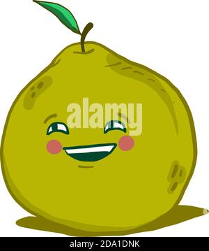 Grand Pomelo vert souriant, illustration, vecteur sur fond blanc Illustration de Vecteur