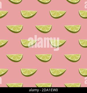 Tranches de lime, motif sans couture sur fond rose foncé. Illustration de Vecteur