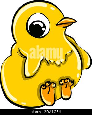 Petit poulet jaune, illustration, vecteur sur fond blanc Illustration de Vecteur