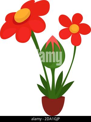 Fleurs en pot, illustration, vecteur sur fond blanc Illustration de Vecteur