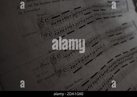 Ancienne feuille de notes de musique vintage pour violon Banque D'Images