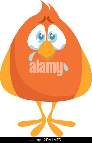 Triste petit oiseau, illustration, vecteur sur fond blanc Illustration de Vecteur