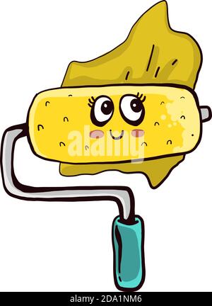 Happy Yellow Paint Roller , illustration, vecteur sur fond blanc Illustration de Vecteur