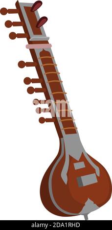 Instrument Sitar , illustration, vecteur sur fond blanc Illustration de Vecteur