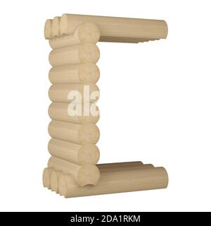 Lettre C de bois de placage laminé isolé sur blanc. rendu 3d Banque D'Images