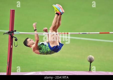 Ilya Ivanyuk (Russie). Médaille de bronze au saut en hauteur. Championnats du monde d'athlétisme de l'IAAF, Doha 2019 Banque D'Images
