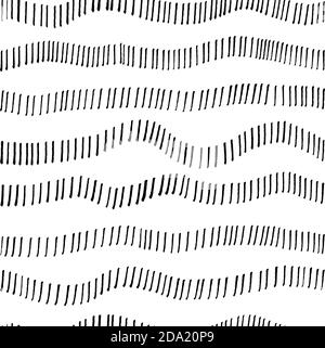Tracé à la main de lignes ondulées en pointillés motif sans couture. Illustration de Vecteur