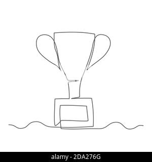 Coupe-trophée une ligne dessin coupe-trophée vectorielle en ligne style sur fond blanc Illustration de Vecteur