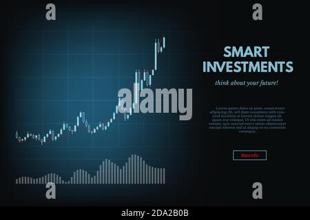 Concept de bannière Smart Investments, diagramme de chandelier de négociation Illustration de Vecteur