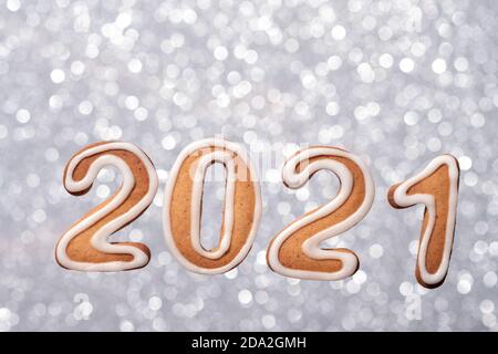 Bonne année cookies sous forme de nombres 2021 Banque D'Images