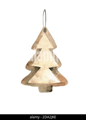 ensemble de pain d'épice. Décoration de Noël avec biscuits sur fond blanc aquarelle Banque D'Images