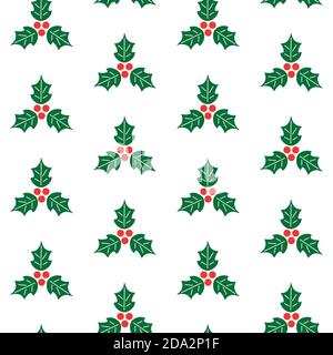 Motif de Noël sans couture avec baies Holly. Arrière-plan vectoriel Illustration de Vecteur