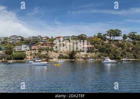 Maisons surplombant la Swan River à Fremantle, près de Perth, Australie occidentale Banque D'Images