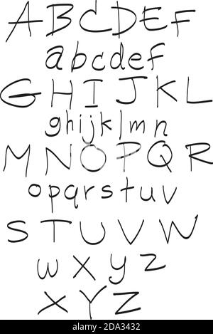 Vector alphabet. Lettres à la main. Lettres de l'alphabet écrit avec un pinceau. Illustration de Vecteur