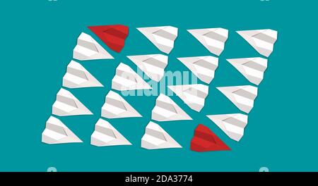 concept de leadership et de compétition : avions en papier Banque D'Images