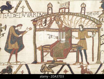 Carte postale vintage de la Tapisserie de Bayeux Banque D'Images