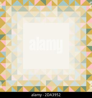 Cadre carré aux couleurs rétro. Motif d'arrière-plan géométrique abstrait, formes géométriques en losange. Illustration vectorielle. Menthe, rose blush, jaune moutarde, sarcelle r Illustration de Vecteur