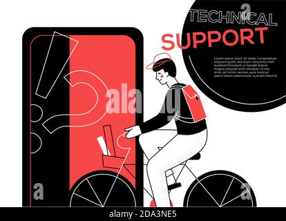 Support technique - bannière web moderne de style design plat Illustration de Vecteur